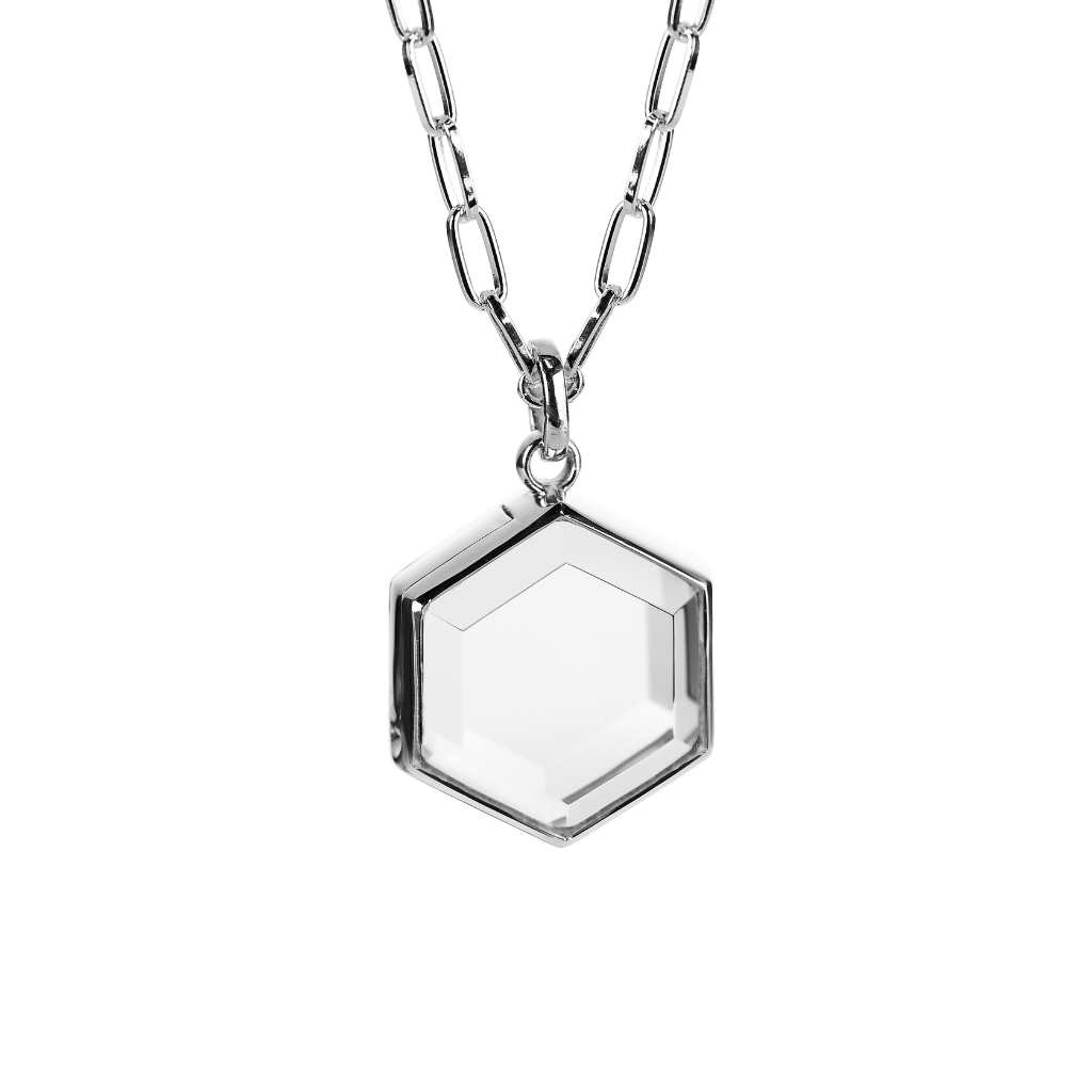 Medium Hexagon Silver Locket | New | Stow Lockets