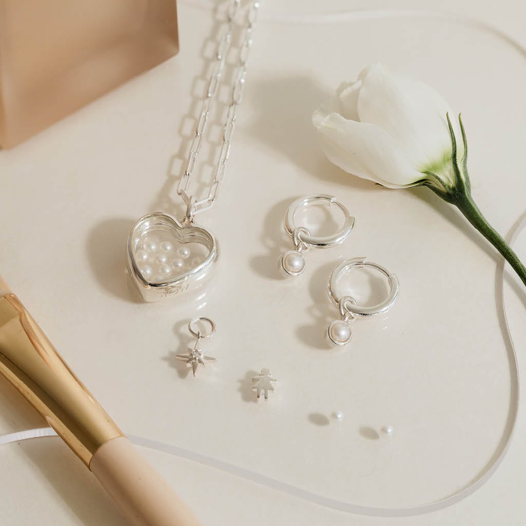 Pearl Huggie Charms | Huggie Charms | Stow Lockets