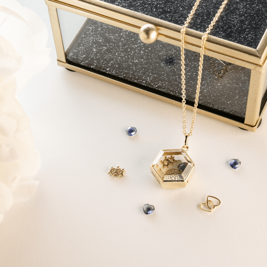 Medium Hexagon Gold Locket | Lockets | Stow Lockets