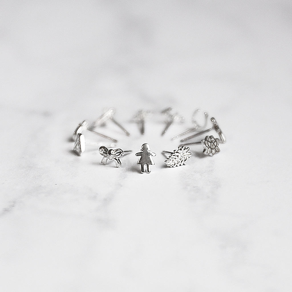 Stow Lockets sterling silver NZ Fern stud earrings