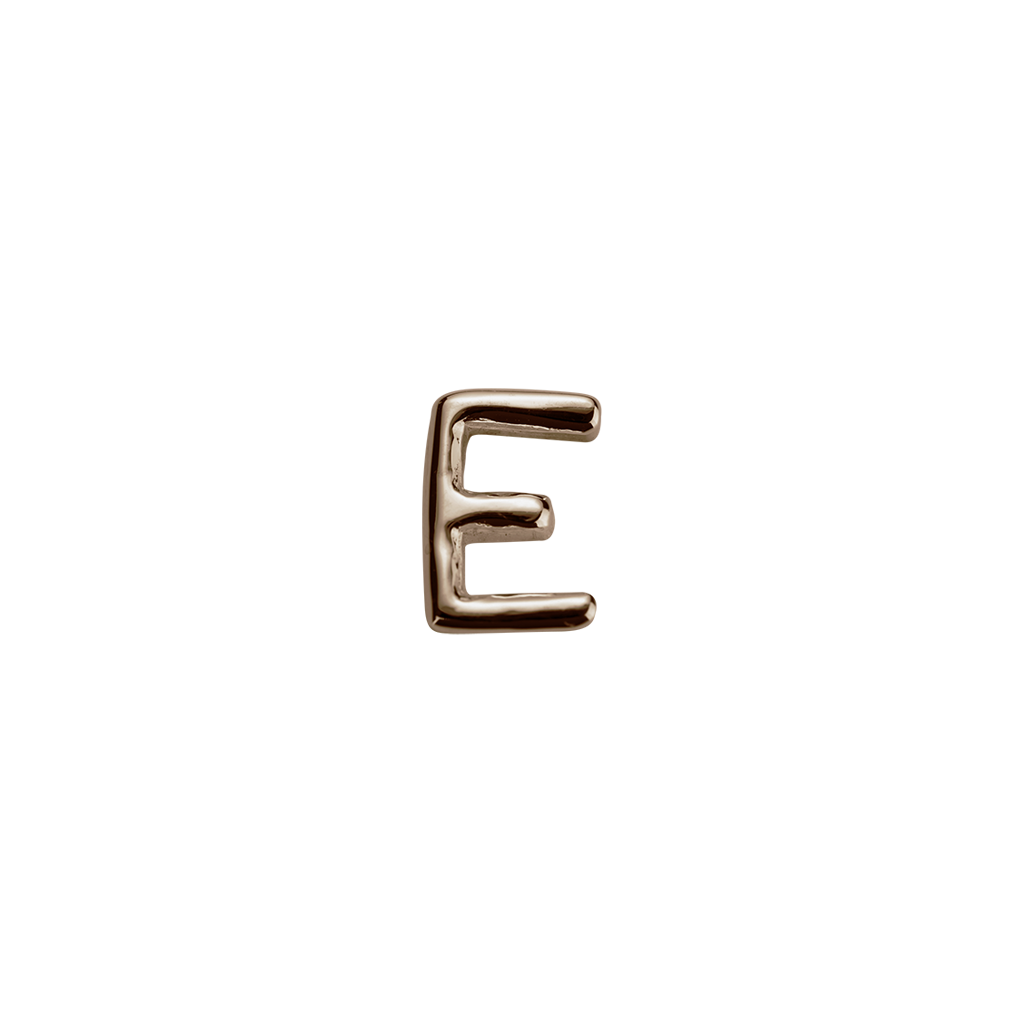 Stow Lockets solid Rose Gold E letter charm