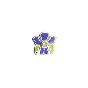 Stow Lockets February Iris - Wisdom birth flower enamel charm