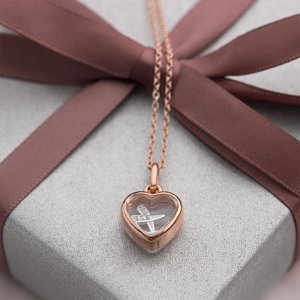 Rose gold discount heart locket necklace