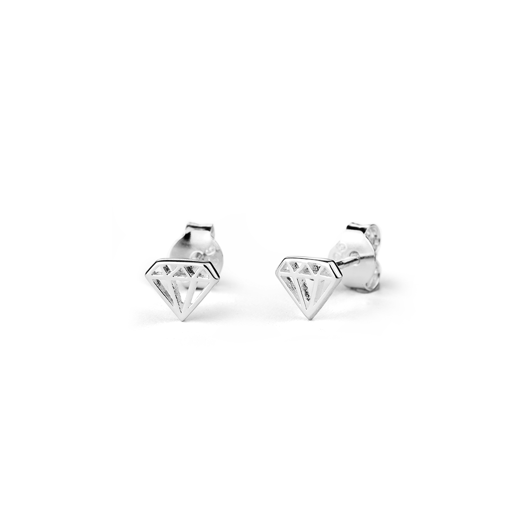 Stow Lockets sterling silver Diamond stud earrings