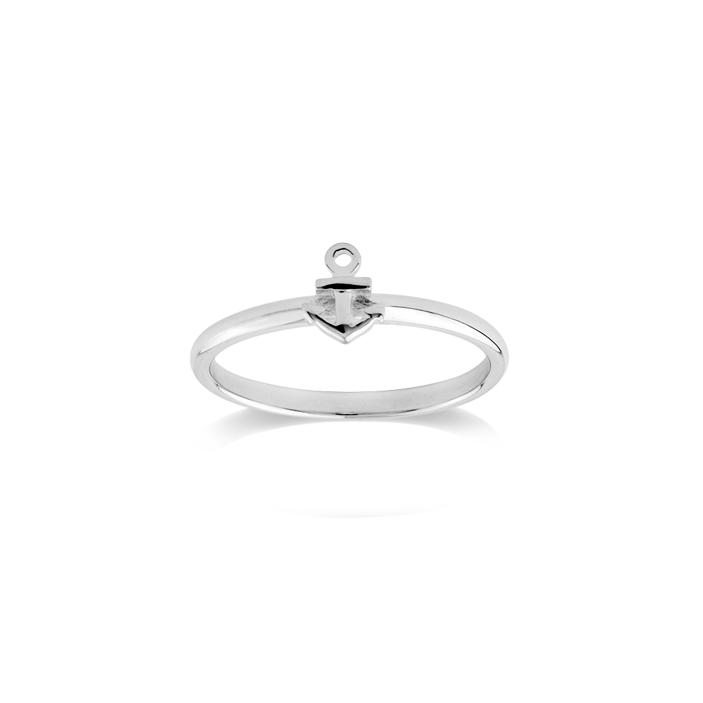 Stow Lockets sterling silver Anchor stacker ring - Strength 