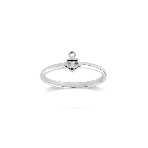 Stow Lockets sterling silver Anchor stacker ring - Strength 