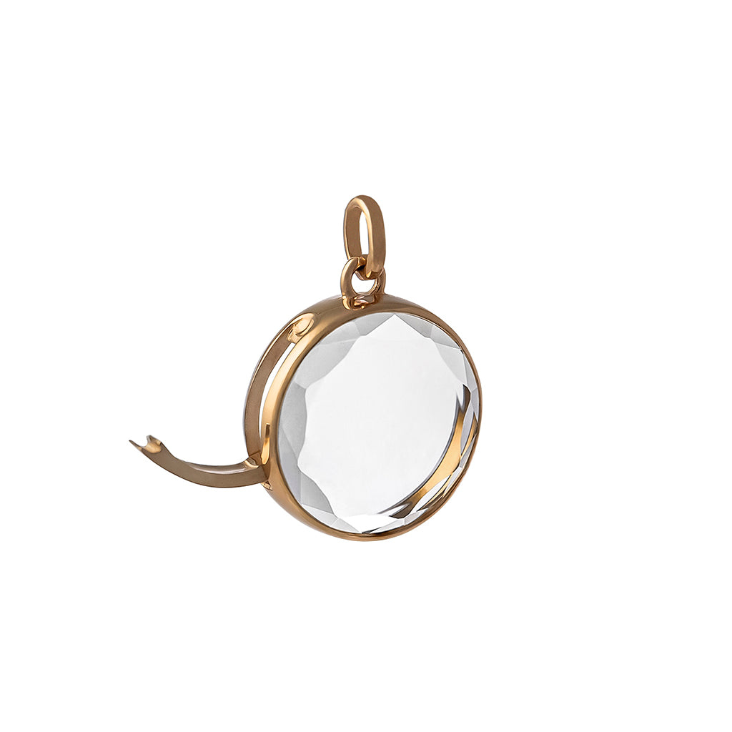 STOW Gold Charm Locket Faceted Glass with open hatch